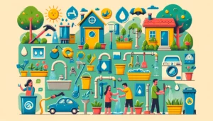 Várias situações de economia de água, como uma das importantes ações que transformam o mundo