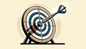 Um dardo no meio do alvo para simbolizar manter-se no foco, fundamental para captação de recursos